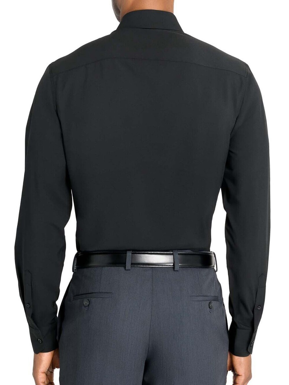 BERGAMO NEW YORK Men's Black Stretch Dress Shirt - Classic Fit - Picture 3 of 3